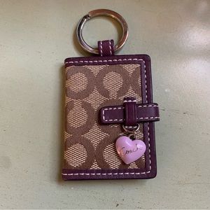 NWOT Coach Signature C Picture Frame Keychain Keyring Fob with Heart Charm